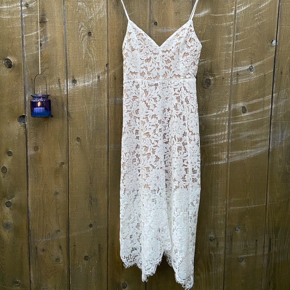 White Lace Midi Wedding Dress ๐ฟ M - Picture 3 of 7
